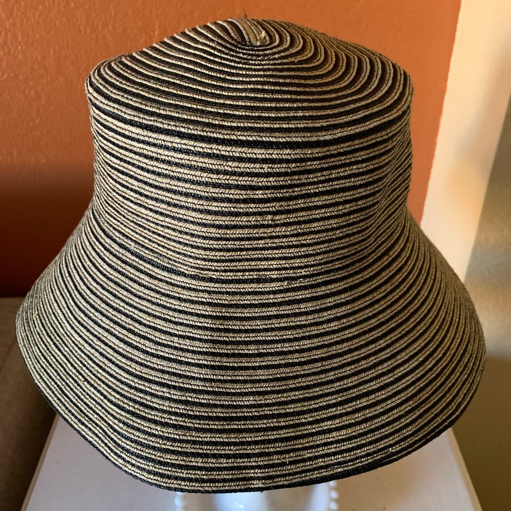 Eric Javits Packable Woven Black/Straw Sun Hat
